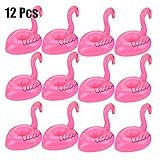 Outgeek Floating Drink Holders, 12 Pcs Inflatable Palm Tree Drink Holders Flamingos Flamingo Drink Holder Cup Holder for Pool Party Water Fun
