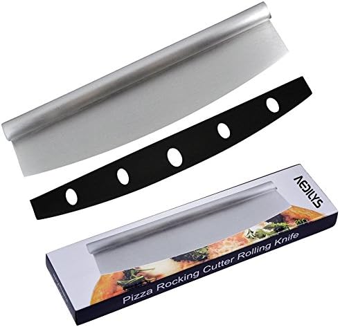 Outeam Pizza Cutter - Chef Sharp Rocker Knife Blade With Protective Knife Cover - Durable Multi-function Rocker Pizza Cutter - Heavy Duty Stainless Steel with Premium Comfort Grip Handle