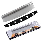 Outeam Pizza Cutter - Chef Sharp Rocker Knife Blade With Protective Knife Cover - Durable Multi-function Rocker Pizza Cutter - Heavy Duty Stainless Steel with Premium Comfort Grip Handle