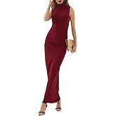 Women's Sleeveless Bodycon Maxi Dress High Neck Slim Fit Stretchy Elegance Casual Summer Evening Gown Dresses