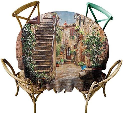 one1love Tablecloth for Kids/Childrens Tuscan Decor View of an Old Mediterranean Street with Stone Rock Houses in Italian City Rural Culture Print Modern Minimalist 40 INCH Multi