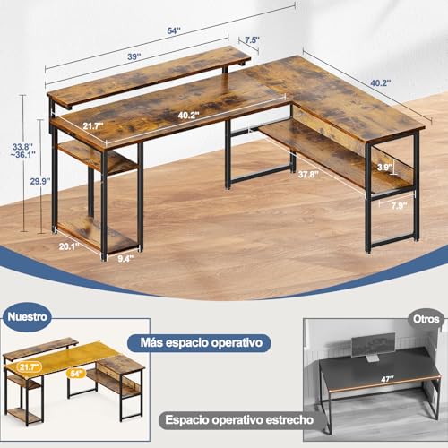 Escritorio para Computadora,Escritorio Minimalista con Estante Removible,Estructura de Acero,Escritorio de Oficina,Moderno Escritorio para Oficina en Casa,Robusto y Duradero (137*102*86 CM)