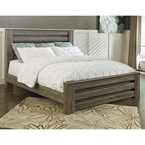 Ashley Zelen Wood King Rail Panel Bed in Brown