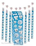 Dental Stickers, Pencil and Erasers Stationery Set - Play Kreative TM (DENTAL)