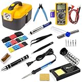 Ziss Soldering Iron Tool Kit Electronics Adjustable Temperature Welding Tool With Digital Multimeter 5pcs Soldering Tips and 328pcs Heat Shrinkable Tube