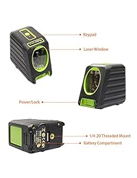 Nivel láser autonivelante   Huepar Box 1R Nivel láser de línea de cruz roja de 98 pies   30 m con cubiertas de propagación de haz vertical de 150 °, líneas láser seleccionables, base magnética de 360 ??° y batería incluidas