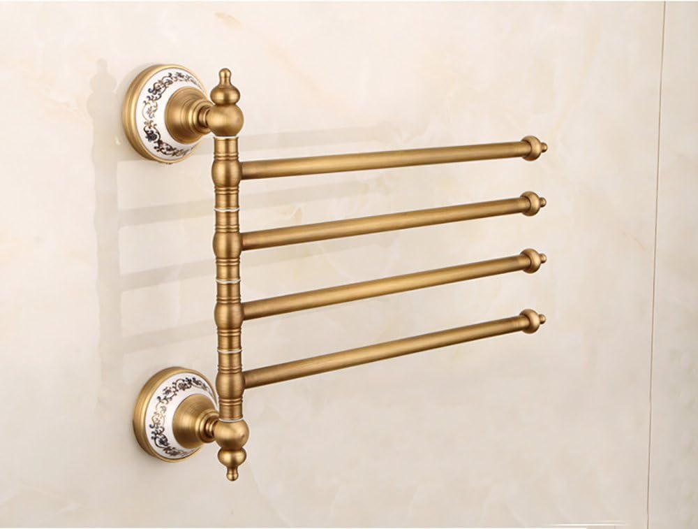 QETU - Toallero Giratorio, latón Envejecido, Cuatro toalleros ...