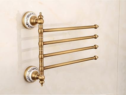 QETU - Toallero Giratorio, latón Envejecido, Cuatro toalleros ...