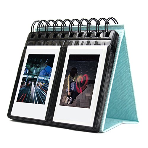 [Fujifilm Instax Mini Photo Album] 68 Pockets Desk Calendar Album for Fuji Instant Mini 70 7s 8 25 50s 90, Polaroid Z2300, Polaroid PIC-300P Film (Blue)