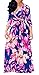 Farktop Women's V Neck Long Sleeves Digital Graffiti Printed Prom Party Maxi Long Dress with Belt,Purple,3X