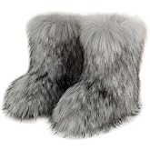 NWSTESLE Kids Fur Boots Furry Boots for Girls Warm Faux Fur Snow Boots for Kids,Mid-Calf Flat