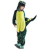 Fanhong Kids Dinosaur Onesie Pajamas Halloween Costume Child Christmas Cosplay Pyjama Plush Fleece Sleepwear