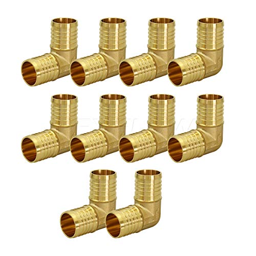 Pexflow PXLN0100-10 PEX X PEX 90 Degree Elbow Barb Pipe Fitting 1" Brass (pack of 10)