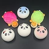 Trasfit Set of 6 Squishy Charms Kawaii Soft Foods Squishies Panda Bread Toast, Turtle Phone Charm Key Chain Strap