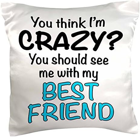 Jumkim You Think I'M Crazy You Should See Me With My Best Friend Throw Pillow Case Cushion Cover 16 x 16"
