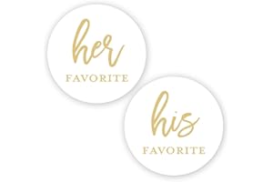 INVITATIONHOUSE 1.5" Round His Favorite Her Favorite Wedding Favor Stickers - Set of120 (60 of Each) (Gold Color - Not Foil)
