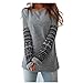 Gotd Women Splice Long Sleeve Round Neck Blouse Tops T Shirt (XL, Gray)
