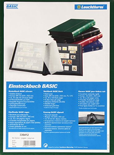 Lighthouse Hardcover Stamp Album Stockbook With 64 Black Pages, Green, LS4/32