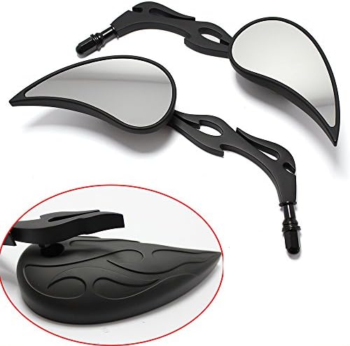 Motorcycle Black Flame Tear Drop Mirrors for Harley Davidson SPORTSTER IRON SOFTAIL STREET BOB-Pair