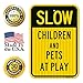 Children and Pets at Play Sign, Slow Down Sign, 12x18 Inches, 3M EGP Reflective .063 Aluminum, Fade Resistant, Made in USA