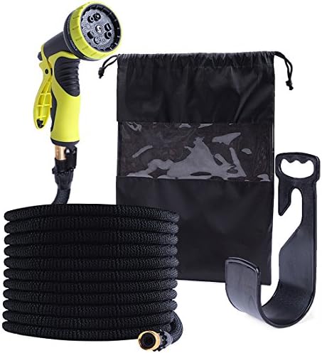 100 ft Hose - Expandable Garden Hose - Heavy Duty Flexible Leakproof Hose - 9-Pattern High-Pressure Water Spray Nozzle &amp; Bag&amp;Plastic Holder. No Kink and Tangle-Free Lawn and Plant Watering System