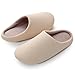 HOMOSEAL Women's Slippers Washable Closed Toe Ultra Lightweight Cotton Indoor Slipper, M, Beige