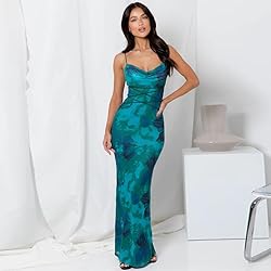 ABINGOO Women Vintage Spaghetti Strap Maxi Dress