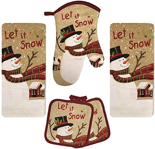 Let It Snow 5 Piece Christmas Towel Set