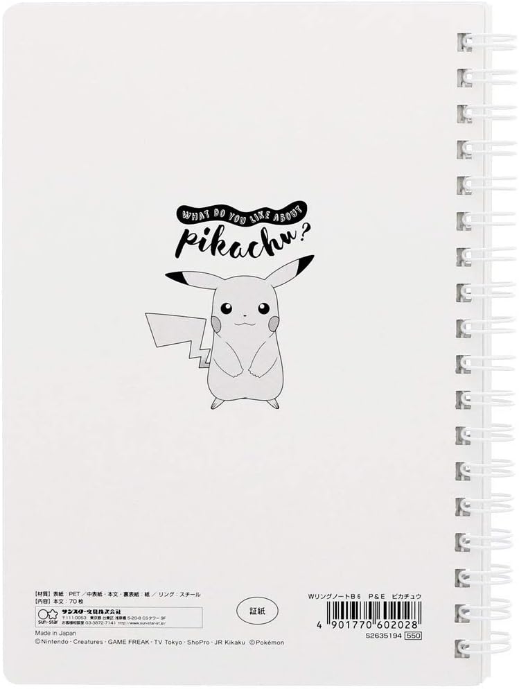 Amazon サンスター文具 ポケモン Wリングノートb6 ピカチュウ S 文房具 オフィス用品 文房具 オフィス用品