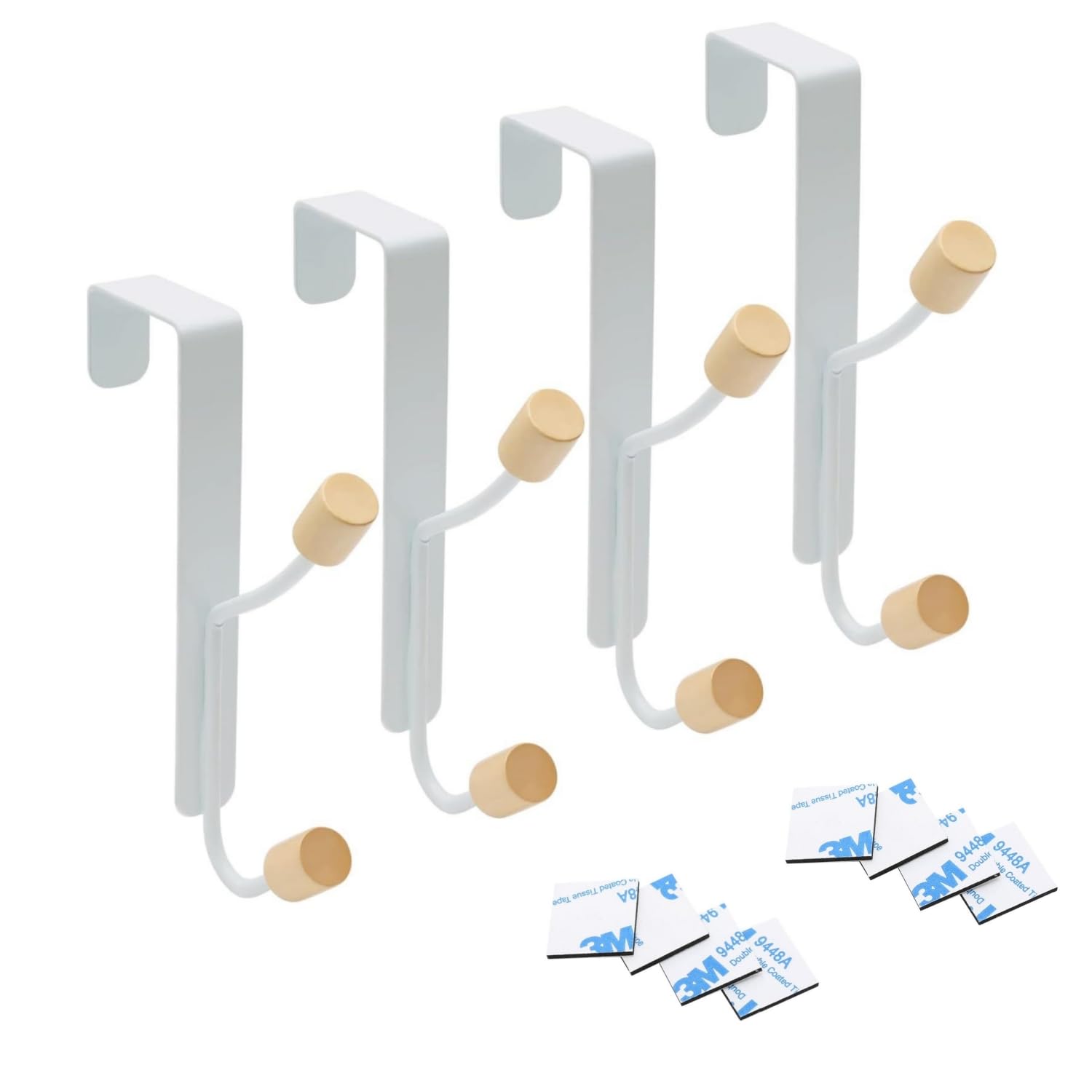 POXIAOER 4 White Over Door Hooks Hanger, Over Door Hooks Rack for Bedroom Coat