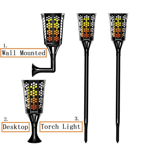 CINOTON Solar Tiki Torches,Solar Flame Torch Lights Outdoor, Landscape Decoration Lighting, Dusk to Dawn Security Warm Light Garden Patio Deck Yard Driveway (4 Pack) - Thumbnail 2