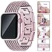 Oitom Stainless Steel Replacement Wristband Straps Band with Plated TPU Protective Bumper Case for Apple Watch Series3,Series 1,Series 2,Apple Watch Edition(Rose Gold/Sakura Pink,42mm)