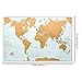 LA ARONET Scratch Off World Map – World Poster with Colorful Countries - Travel Tracker Map for World Travelers (Extra Large Map in Standard Poster Size 22.375in X 34in) Detailed Cartography Map