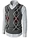 H2H Mens Casual Slim Fit Argyle V-Neck Golf Sweater Vest Of Various Colors