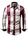 Neleus Men's Long Sleeve Button Down Plaid Shirts,112,Red,XL,Tag 2XL