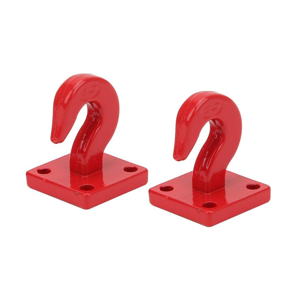 RC Car Trailer Hook, 2pcs Metal RC Trailer Hook Upgrade Spare Accessory Compatible with SCX10 90046 Trx4 D90 1:10 RC Model Car(Red)