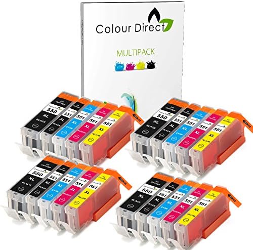 Colour Direct PGI-550XL CLI-551XL Compatible Ink Cartridges for Canon 550 551 XL for Canon Pixma iP7250 MG5650 MX925 MG6450 iX6850 MG5550 MX920 MX725 iP8750 MG6350 MG5450 MG6650-20 Pack (4 Sets)