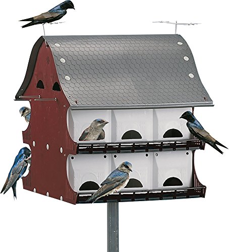 16 Family Purple Martin Barn, Durable Polypropylene Plastic, Easy Assembly, Fits S&K Telescoping Pole, Maintenance-Free, Perfect for Country Homes & Farms