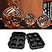 Wosweet Ice Cube Tray Mold - Black Silicone Ice Ball Maker With 6 X 4.5cm Round Ice Ball Spheres for Whiskey, Cocktails & Bourbon