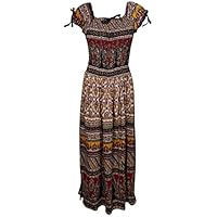 Womens Gauzy Maxi Dress SPELL BOUND Off Shoulder Smocked Waist Rayon Flare Summer Beach Dresses one Size