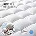 WARM HARBOR Mattress Pad Cover with 18” Deep Pocket Overfilled 300TC Cotton White Bed Topper By WarmHarbor Mattress Topper (Down Alternative, Queen)