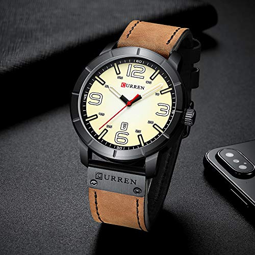 Reloj de Pulsera para Hombre, Resistente al Agua, con Calendario, Deportivo, Militar, de Piel, para Hombre - Imagen 3