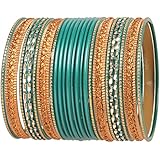 Touchstone Kleurrijke 2 dozijn Bangle Collection Indiase Bollywood legering metaal getextureerde designer sieraden bangle armbanden set van 24 voor vrouwen, XL - Circ 8.6 in-Indn Size 2.12-Dia 2.7 in