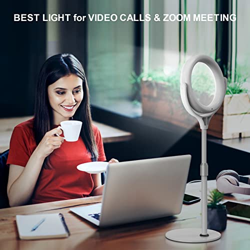 Desk Ring Light with Stand & Phone Holder, 7'' LED Ring Light for Laptop Monitor/PC/Webcam/iPhone, Lighting for Video Conference Recording/Selfie/Zoom/Meeting/Streaming/Makeup/YouTube/Tiktok
