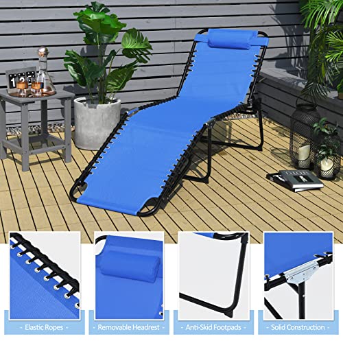 Giantex Lounge Chairs for Outside, Folding Chaise Lounge W/Removable