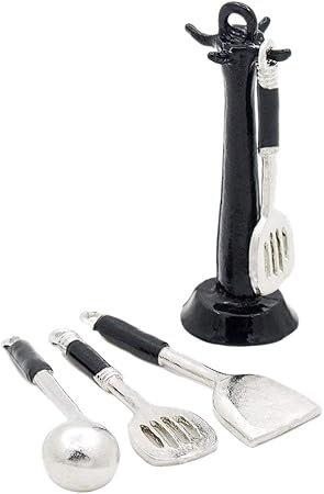 Amazon Odoria ミニチュアキッチン 1 12 5点セット 調理器具 黒の金属製スタンド 台所用品 ドールハウス アクセサリー 並行輸入品 家具 おもちゃ