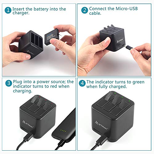 Artman Insta360 ONE X Camera 1500mAh Replacement Battery(3-Pack) and A Triple Slot USB Charger with Built-in TF Memory Card Reader for Insta360 ONE X Camera