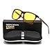 HD Night Vision Polarized Sunglasses Square Yellow Lens Aluminum Magnesium Temple Spring Hinges Driving Sun Glasses Men Women Classic Retro Glasses (Yellow Lens/Leopard Frame)