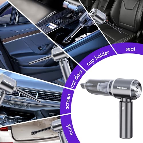 Freemiao Cordless Car Vacuum Cleaner 5-in-1 Handheld Mini Computer Vacuums 23000Pa Powerful Suction/Blowing/Inflation/Dust Removal HEPA Filter Rechargable Portable for Car, Pet Hair, Keyboard, Home