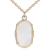 JBAERD 14K Gold Plated Womens Pendant Necklace,Lightweight Natural Stone Necklaces for Women Oval Square Crystal Agate Jewelry Adjustable Chain Gifts Box